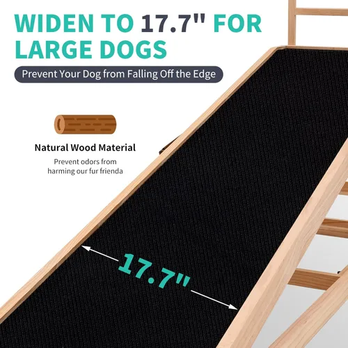 Miniatura 5 de Rampa para Perros, Rampa Plegable de Madera Ajustable de 5 Niveles para Cama Mediana, Sofá, SUV - Alta Tracción, Rampas Portátiles para Patas