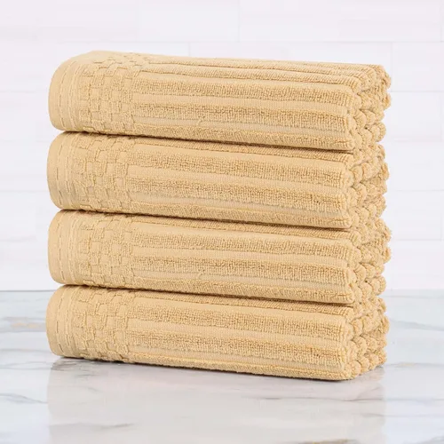 Miniatura 22 de Superior Juego de 6 toallas de algodón sólido y acanalado, toallas de cara de 13 x 13 pulgadas, toallas de mano de 16 x 28 pulgadas, toallas de baño
