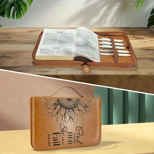 Miniatura 6 de GUEER Funda para Biblia para hombres, Portabiblia, Funda para Biblia Bolsa Organizadora de Transporte, con Cremallera y Bolsillos para Biblia