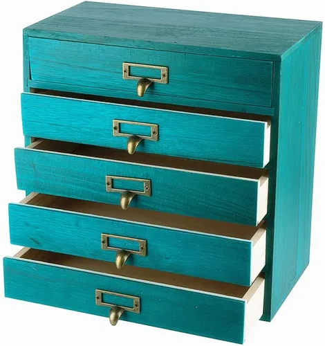 Miniatura 9 de GoooodGift Caja de almacenamiento grande de madera con cajones (gabinete boboticario, marco de ratán, marrón)
