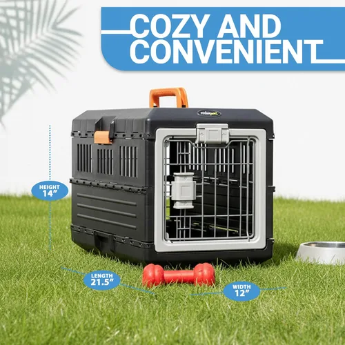 Miniatura 5 de Transportador Mirapet USA para mascotas y jaula de 53.34 cm - Diseño plegable premium para gatos y perros - Caseta portátil para mascotas pequeñas