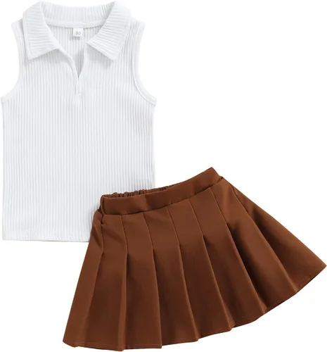 Miniatura 182 de TheFound Trajes de verano para niñas pequeñas, sin mangas, de punto acanalado, halter, pantalones cortos, ropa para recién nacidos, conjunto de 3
