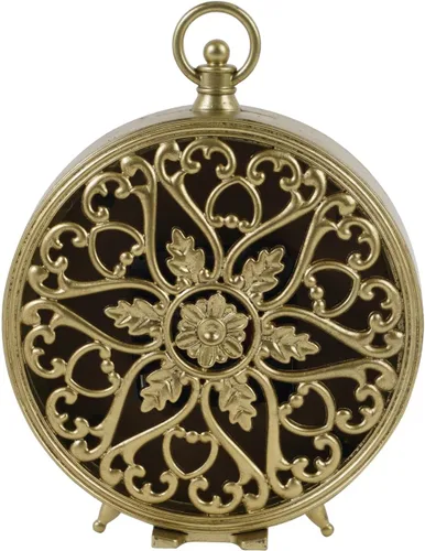 Miniatura 6 de NIKKY HOME Reloj de mesa dorado, reloj de estante y escritorio silencioso sin tictac, funciona con pilas, diseño clásico, decoración decorativa