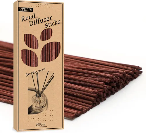 Miniatura 11 de VFULIE 100 varillas difusoras de varillas de 10 pulgadas, varillas de madera de ratán natural de 10 pulgadas, repuesto para fragancia aromática