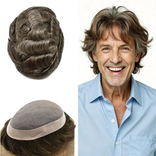 Miniatura 45 de Mens Toupee Hair Piece For Men Fine Mono Men Hair System Toupee For Men Hair Piece Real Human Hair System For Men Protesis Capilar Para Hombre 6x9