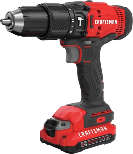 CRAFTSMAN V20 Kit de taladro de martillo inalámbrico, 1/2 pulgada, 2 baterías y cargador incluidos (CMCD711C2)