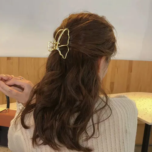 Miniatura 2 de 6 paquetes de pinzas de metal grandes de mariposa para el cabello, pasador grueso para mujer, pinzas antideslizantes para el cabello, accesorios