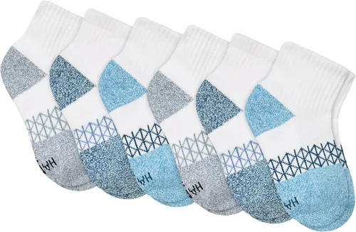 Miniatura 4 de Hanes Calcetines para niño, tobillos, tripulación y invisibles, paquete de 6, calcetines deportivos acolchados Absolute Active para niños, absorben