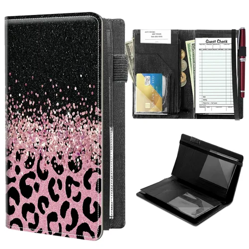 Miniatura 28 de Libretas de alto volumen para camareros, libro de servidor Forest Moon con 2 bolsillos expandibles de 9 x 5, libro de mesera lindo con bolsillo