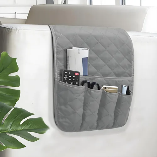 Miniatura 10 de Organizador de reposabrazos para sofá antideslizante, organizador de almacenamiento para sillón y junto a la cama para sofá reclinable con 5 Marrón