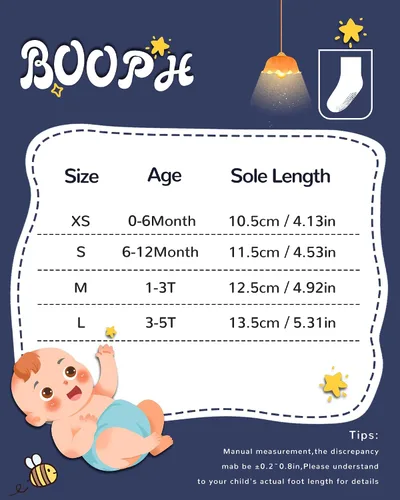 Miniatura 7 de BOOPH Calcetines antideslizantes para bebés, niños y niñas, con agarres, 12 pares