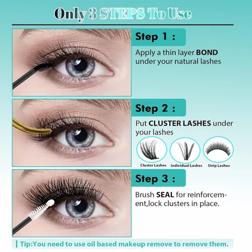Miniatura 5 de Pegamento y Sellado de Pestañas AMZGIRL LASH - Pegamento para racimos de pestañas con varita de rímel, 10 ml, larga duración 72 horas, pegamento