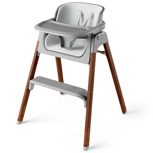 Fodoss Silla alta convertible para bebé con bandeja desmontable, silla alta plegable para comer con cojín grueso, silla para Comer de Bebe