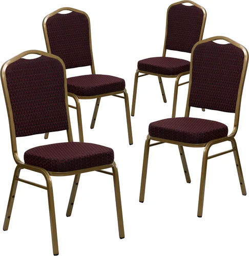 Miniatura 51 de Flash Furniture HERCULES Series - Silla apilable para banquetes con respaldo de corona en tela negra con estampado, marco de vena plateada Tela