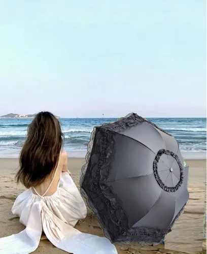 Miniatura 28 de WENDIN Sombrilla de encaje plegable vintage Paraguas gótico lluvia Anti-UV protección de encaje parasol cúpula Foto Props niñas sombrilla paraguas