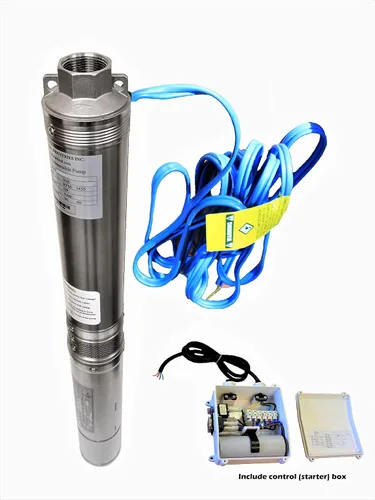 Hallmark Industries MA0419X-12AEXT - Bomba sumergible de pozo profundo de 4 pulgadas, 2 hp, 230VAC/60Hz/1Ph, 35 GPM máximo, acero inoxidable, con