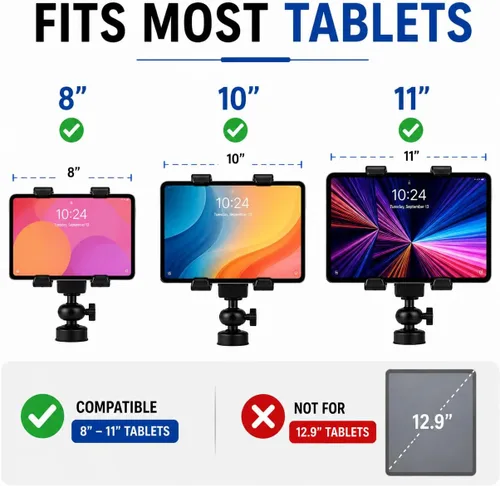 Miniatura 3 de Acuvar Soporte universal de trípode para tableta, adaptador de soporte ajustable para iPad, Samsung Galaxy Tab y Surface, se adapta a tabletas de 8