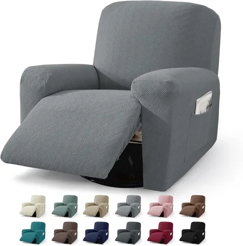 Miniatura 36 de JIVINER Fundas reclinables de gran tamaño de 3 piezas para sillón reclinable grande con bolsillos, tela jacquard elástica Lazy Boy funda para sofá