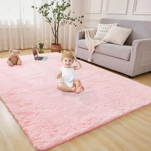 Miniatura 12 de Andency Alfombras suaves color burdeos para sala de estar, dormitorio, 5 x 8 pies, alfombra de noche lanuda esponjosa, antideslizante, alfombra