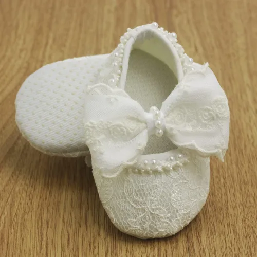 Miniatura 2 de Nihao Baby Conjunto de zapatos de bautismo y diadema blancos para niñas