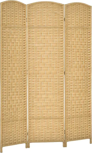 Miniatura 11 de HOMCOM Divisor de habitación de 3 paneles, pantalla de privacidad plegable de 6 pies de alto, partición de pared independiente tejida a mano