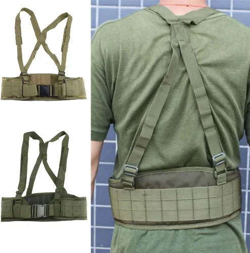 FAMI Cinturón de cintura Molle con tirantes ajustables y correas libres Verde(Military Green)