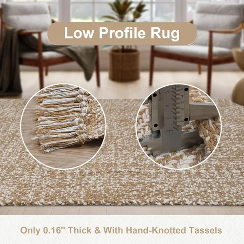 Miniatura 5 de Collive Alfombra Larga para Pasillo de 2.6' x 8', Alfombra Lavable para Pasillo Interior de Entrada, Alfombra Trenzada Tejida Color Tostado