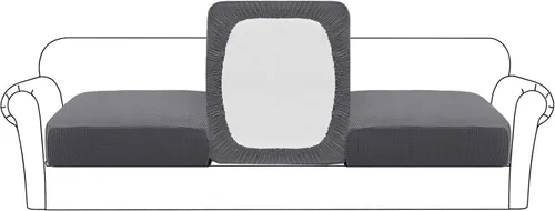 Flamingo P Funda de cojín elástica individual para sofá, protector de muebles, funda flexible con parte inferior elástica, funda de cojín de 3 Gris