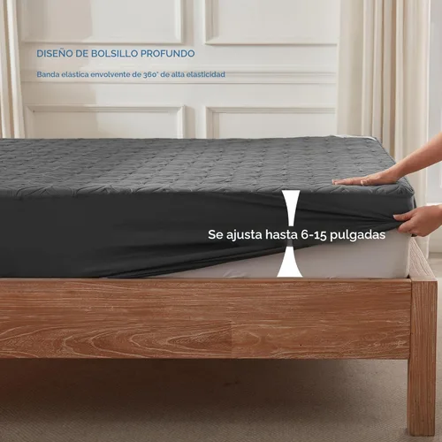 Miniatura 4 de BEDLORE Protector de colchón impermeable, protector de colchón de tamaño individual con bolsillo profundo de 6 a 15 pulgadas de profundidad, suave