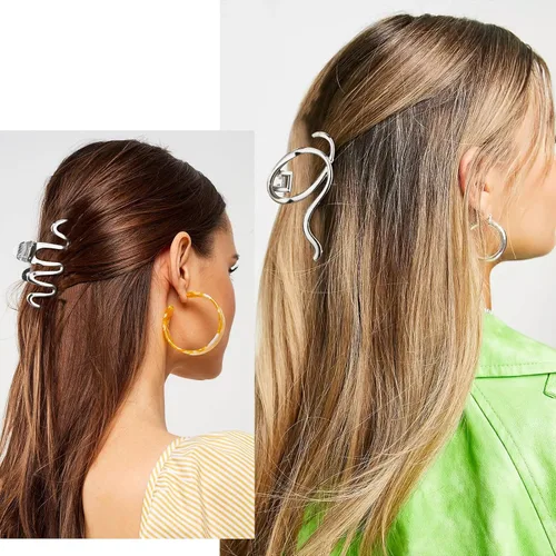 Miniatura 4 de 3 pinzas para el cabello de metal plateado para mujeres, pinzas de pelo medianas para niñas, pinzas de sujeción fuerte, accesorios para el cabello