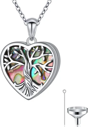Yearace - Collar de urna de fotos personalizado para cenizas, joyería de cremación para cenizas, collar conmemorativo de recuerdo de plata de ley,