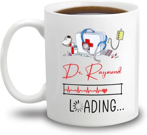 Taza de café personalizada con carga de médico, regalos para hombres, mujeres, estudiantes de doctorado, taza de cerámica blanca personalizada con