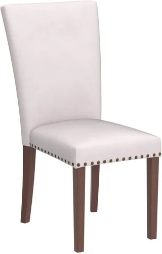 Miniatura 5 de COLAMY Juego de 4 sillas de comedor tapizadas Parsons, sillas laterales de tela para comedor y cocina con ribete de cabeza de clavo y patas de Beige
