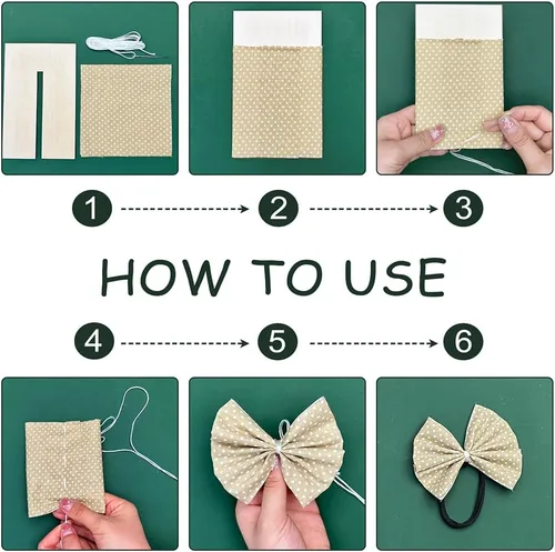 Miniatura 4 de BENECREAT 5 plantillas para hacer lazos, tableros de madera para coser manualidades, herramienta de costura para hacer cintas, cabello y regalos