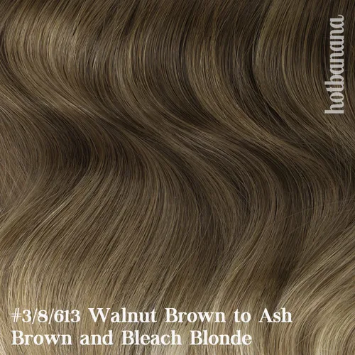 Miniatura 4 de HOTBANANA - Extensiones de cabello humano con pinzas, color castaño nogal ombré a castaño ceniza y rubio decolorado, 4.23 onzas, cabello humano