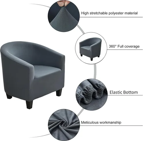 Miniatura 2 de NILUOH Funda para Silla de Club Elástica Funda para Silla Tub Fundas para Silla Barrel Fundas para Sillón Funda para Sofá Protector de Muebles
