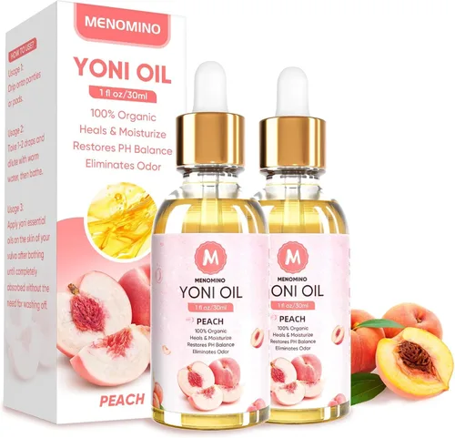 Paquete de 2 aceite Yoni para mujeres, producto orgánico de cuidado femenino de melocotón, aceite esencial de Yoni 100% natural, 1 fl oz/1.0 fl oz/pc