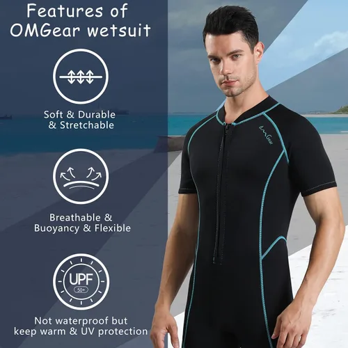 Miniatura 2 de Traje de neopreno OMGear para buceo de 2 mm y 3 mm para hombres y mujeres, traje de neopreno térmico de cuerpo corto/completo para adultos, traje