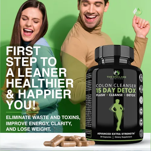 Miniatura 2 de Limpiador de colon Detox. Premium 15 días de acción rápida de desintoxicación píldoras de dieta, probióticos, fibra, laxantes naturales para aliviar