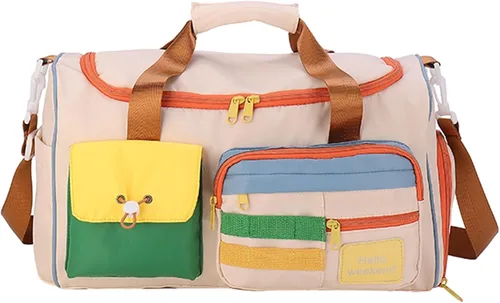 Miniatura 33 de Bolsa de Gimnasio Pequeña para Mujer, Bolsa de Lona de Viaje, Bolsa de Fin de Semana con Compartimento para Zapatos