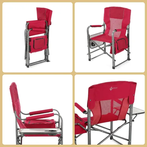 Miniatura 8 de ARROWHEAD OUTDOOR Silla de director plegable con mesa auxiliar y enfriador integrado, soporte para tazas, bolsa de almacenamiento, soporta hasta 450