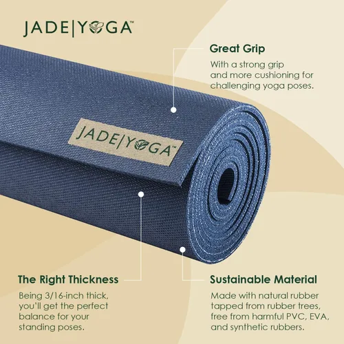 Miniatura 3 de JadeYoga Harmony Alfombrilla de Yoga - Alfombrilla de Gimnasio Fitness Duradera y Gruesa, Alfombrilla de Yoga de Goma Natural Antideslizante