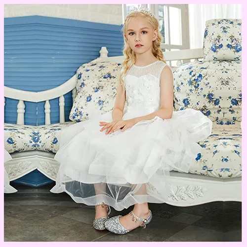 Miniatura 5 de Furdeour Girls Sandals Glittler Bow Dress Shoes Princess Crystal High Heels Party Wedding Flower Girls Shoes for Kid Toddler