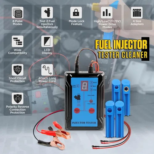 Miniatura 2 de Kit de Herramientas Probador Limpiador de Inyectores de Combustible 8 Modos de Pulso Probador de Inyectores Prueba 2 Inyectores de Combustible