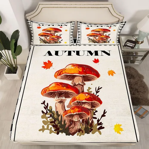 Miniatura 31 de Erosebridal Divertida sábana bajera ajustable de Halloween para niños, lindo juego de ropa de cama de calabaza fantasma, decoración de Halloween