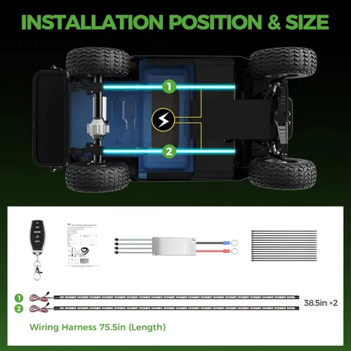 Miniatura 4 de 10L0L Kit de 2 luces subterráneas para carrito de golf Yamaha EZGO Club Car, iluminación de neón RGB 24 modos con control remoto inalámbrico
