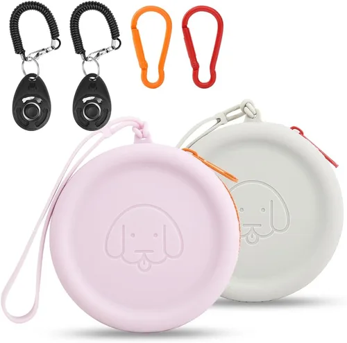 Miniatura 16 de Bolsa de golosinas para perros de silicona, 2 piezas, bolsa para caminar para mascotas para perros y gatos, tamaño bolsillo, fácil de limpiar, sin