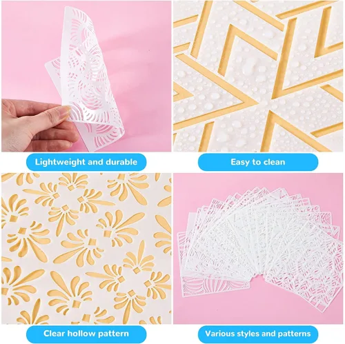 Miniatura 6 de 36 Piezas Plantillas Geométricas Plantillas de Pintura Plantillas de Dibujo de Arte Mandala para Scrapbooking Galletas Azulejos Muebles Decoración