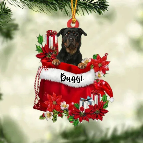 Miniatura 33 de Perro Akita Inu personalizado en bolsa de regalo, adorno de Navidad, nombre personalizado, regalo para amantes de los perros, familia, Navidad