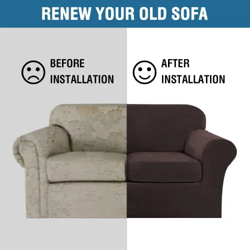 Miniatura 8 de H.VERSAILTEX Fundas de Sofá Elásticas de Terciopelo Real Suave de 3 Piezas Fundas de Sofá para Sofá de 2 Cojines Fundas de Loveseat con Ancho